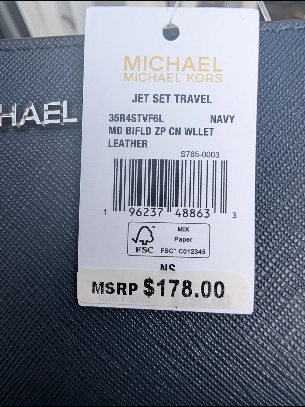 Michael Kors Jet Set Travel Medium Saffiano Leather Bifold Wallet – Navy (NWT)